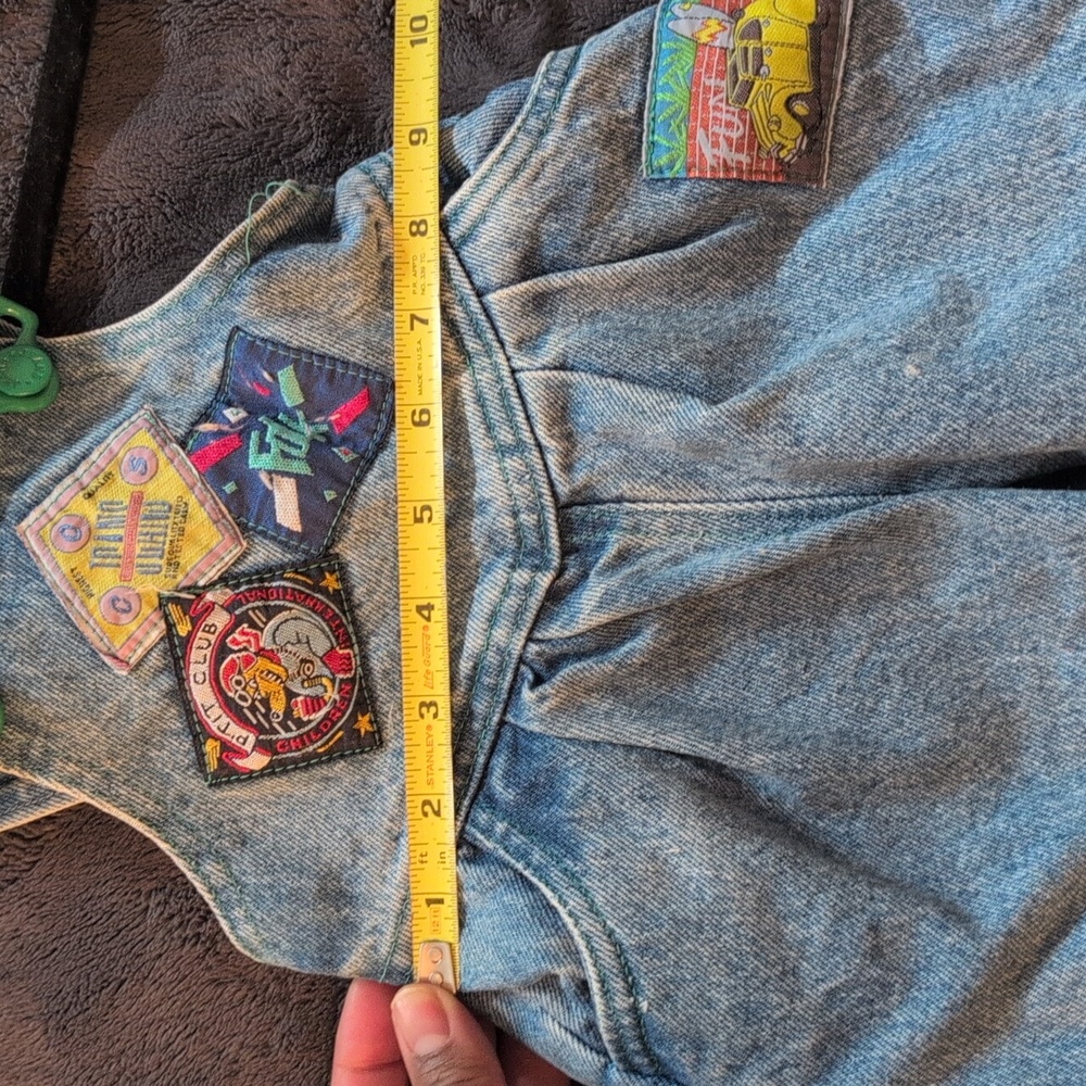 Vintage Denim Overalls With 4 colorful Patches - Picture 10 of 12